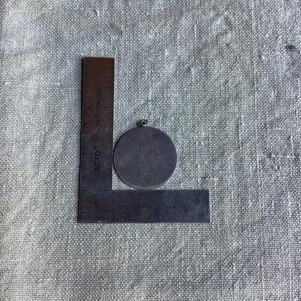 Vintage 1950s Silver Plate Monogrammed Large Charm - Picture 5 of 6